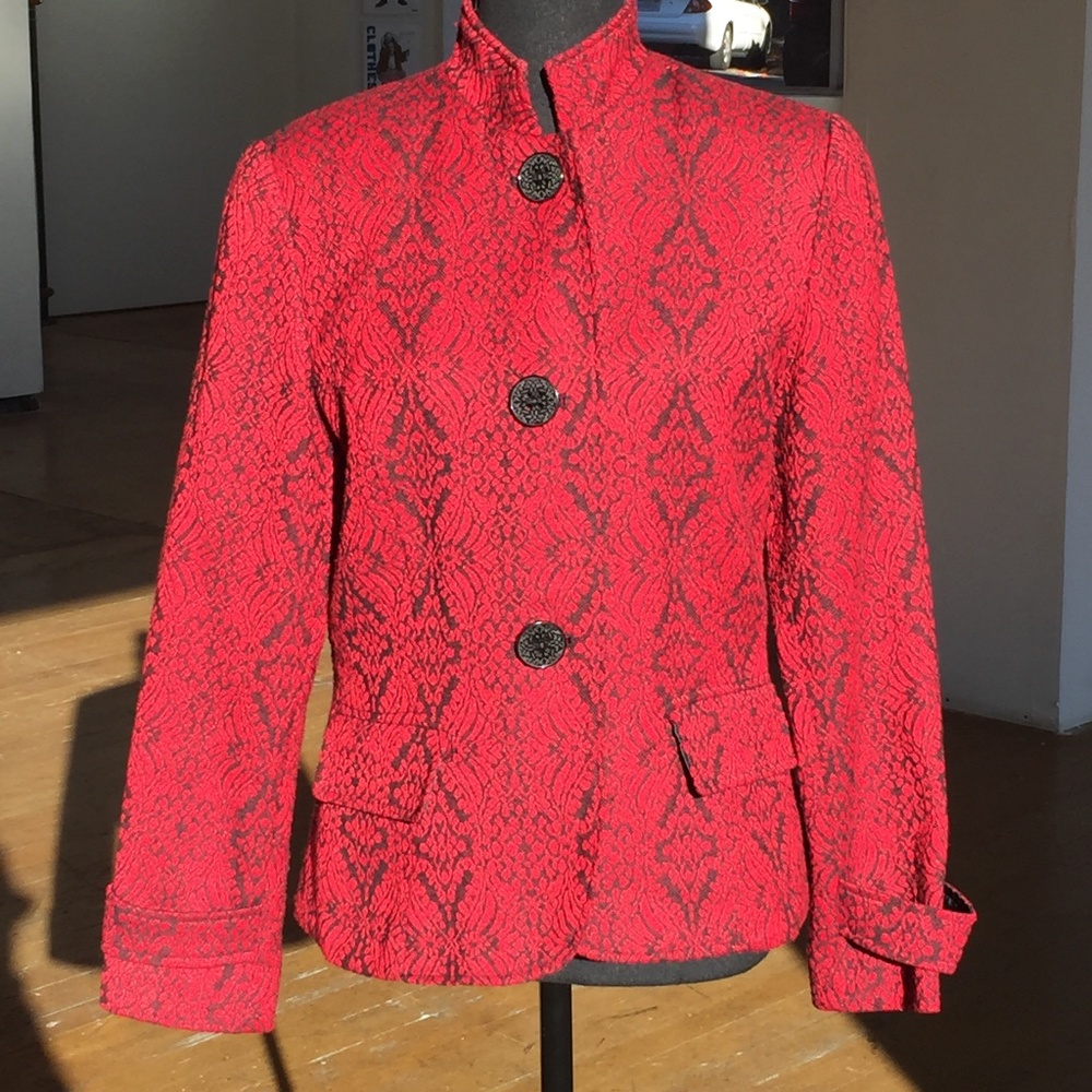 Red And black wool blend jacket